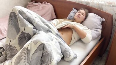 Morning masturbation ended in a loud orgasm tight pussy squirted