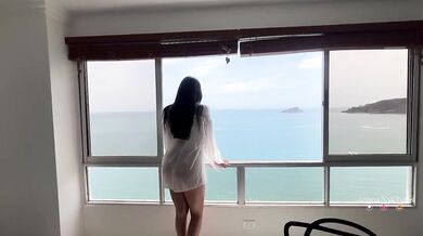 Stranger fucks me hard in Medellin window while Colombia babes watch