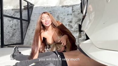 Mexican wife fucked raw by her mechanic in the repair shop cheating sloppy blowjob missionary