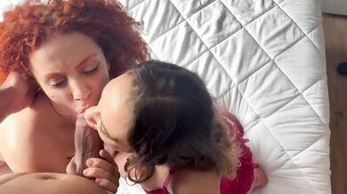 Amiga's pussy given to hubby double blowjob big Brazilian ass menage