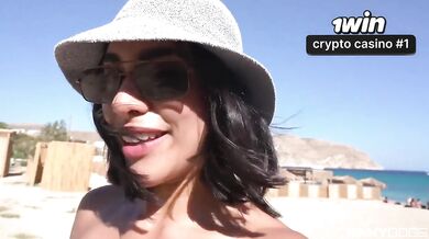 Mykonos wet sand kinky blowjob doggystyle routine