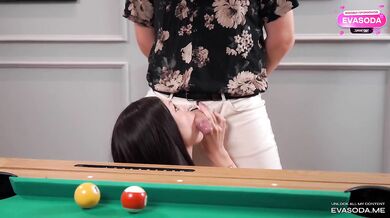 Hot brunette pool table sluts get fucked raw and creampied till overflow