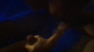 Fucking in the jacuzzi at the public party friends watched while she got a blowjob