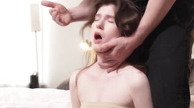 Rough Throat Slapping Creampie on Small Tits Teen