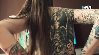 POV fucked a tattooed porn star raw doggy reverse cowgirl while wife's at work