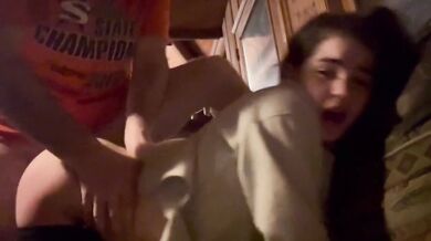 Daddy’s big dick ruined my teen pussy in rough doggy style