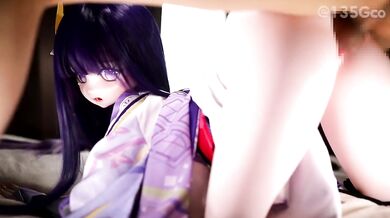 Raiden Shogun Bukkake 148cm sex doll cumshot solo guy