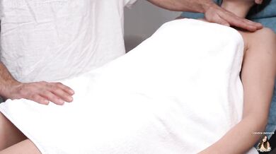 Asian massage room fingers innocent girl until she gushes her perfect pink pussy