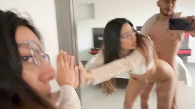 Tiny colombian coed gets face wrecked after college blowjob ends in messy cum facial