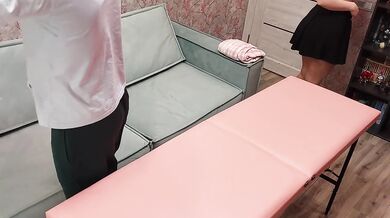 Student masseuse gets her ass fucked and mouth fucked deep throat cumshot massage home