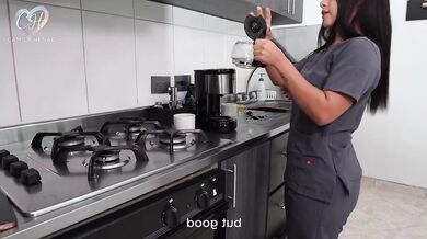 My Boss's maid cleans his cock with my mouth after scrubbing his house