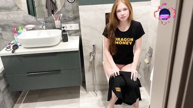 Redhead Russian stepsis destroyed in toilet fucking with big ass tears