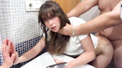 Hairy petite teen creampied raw by stepdad while friends wait