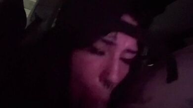 Sucking his head until cum gushes down my throat public BJ with goth cumslut