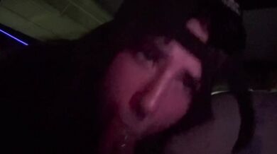 Sucking his head until cum gushes down my throat public BJ with goth cumslut