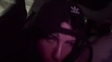 Sucking his head until cum gushes down my throat public BJ with goth cumslut