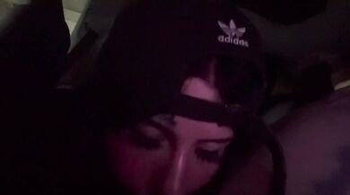 Sucking his head until cum gushes down my throat public BJ with goth cumslut