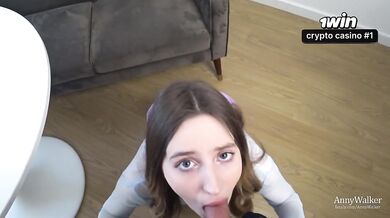Step sis sucks dick then gets doggystyled in college rough bj