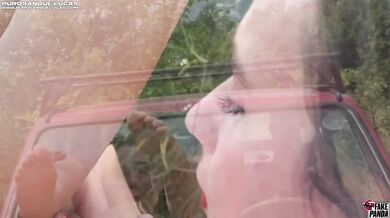 Italian teen squirts all over me after public sex fight on car