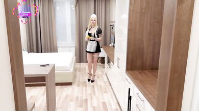 Russian maid jumps on top with tattooed juicy ass after cleaning cumshot