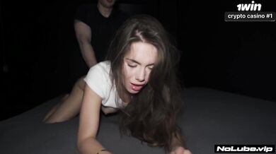 18 Yo Teen Babe Barely Fits Rough Hardcore Ride Choked Facial