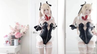 Swedish E-girl Stretches Both Horny Holes In Latex Bunny Suit