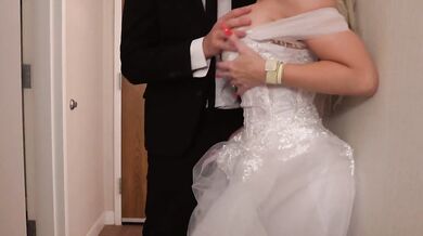 Bimbo bride gets fucked raw on wedding night drenched in cum