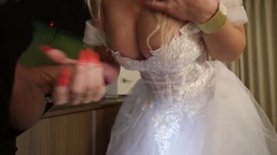 Bimbo bride gets fucked raw on wedding night drenched in cum