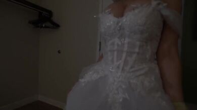Bimbo bride gets fucked raw on wedding night drenched in cum