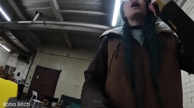 Solo girl squirted in public flashing her tits almost caught