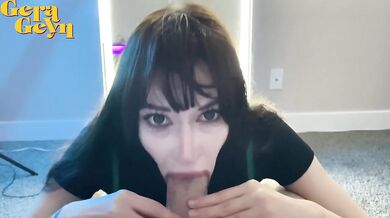 Alt girl gets facefucked deepthroat sloppy blowjob big cock spit in mouth