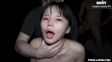 Her first gangbang Japanese cutie gets destroyed raw hardcore