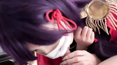Yamashiro Ren's tight cosplay footjob destroys his cock while she gags on his shaft