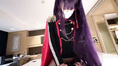 Yamashiro Ren's tight cosplay footjob destroys his cock while she gags on his shaft
