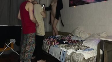 Petite girl wrecked by big cocks all night at wild sex party