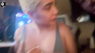 Lil D pokes baldheaded baddie Aliyah Hadid riding his fat dick while slurping titty milk