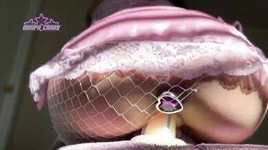 Tiny tease rides thick dildo in fishnet screams cream all over