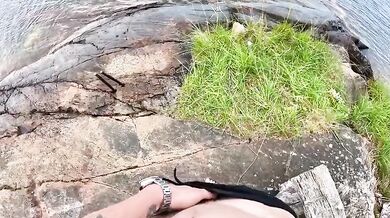 Swedish Blonde POV Public Blowjob Handjob Big Cock Outdoor Doggy