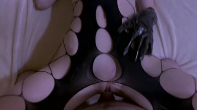 Cowgirl POV slutty bitch loves being fucked in fishnets and latex
