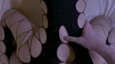 Cowgirl POV slutty bitch loves being fucked in fishnets and latex