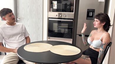 Neighbor badvanne helps tattooed latina bust into her house and takes her big cock deep