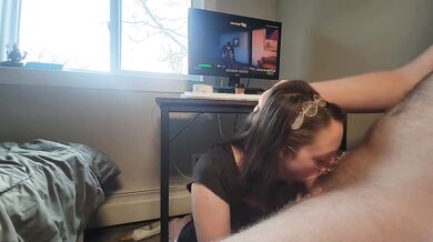 Step Sis Steals My Fortnite Destroys My Game with Sloppy Deepthroat