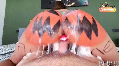 Halloween slut destroyed by the whole town rough fucking thick ass POV