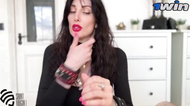 Mistress slams her big ass milf feet on my cock and gags my throat