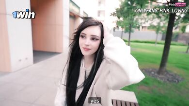Pretty girl masturbates in crowded cafe then gets publicly sucked raw