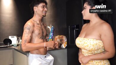 Maid gets a raise with special treatment deep in the kitchen