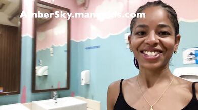 DIRTY LITTLE EBONY SLUT PEES LIKE A BOY IN SEVERAL PUBLIC BATHROOMS IN THAILAND