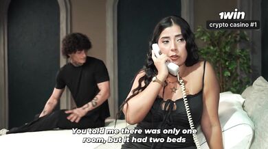 Stepson fulfills his fantasy after the hotel makes a mistake and he shares a bed with his stepmother.