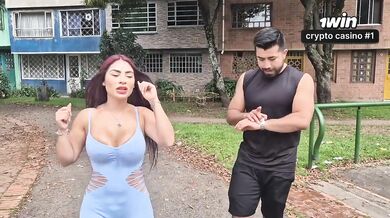 trainer destroys my tight pussy riding my fat cock in gym