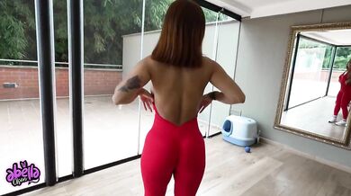Big titted gym trainer fucks cheating wife at home while husband works